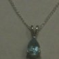 .925 Sterling Silver Natural Blue Topaz Sliding Pendant with Necklace