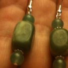 925 Sterling Silver Natural Green Jasper & Aventurine Dangle Earrings "Handmade"