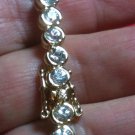 Bracelet SPARKLING Clear Round Stones .925 Sterling Silver & YG Plating 8" 8 in