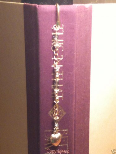 Dangling Heart Charm, Swarovski Beads Gold Tone MINI Bookmark Handmade
