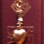Dangling Heart Charm, Swarovski Beads Gold Tone MINI Bookmark Handmade