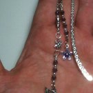 Butterfly Purple Flower Charm Swarovski Crystals Dangle-SilverTone Mini Bookmark