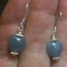 Natural Brazilian Aquamarine HEART Dangle Drop PETITE Earrings .925 Sterling
