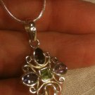 Peridot Garnet Amethyst Citrine Blue Topaz Sliding Pendant .925 Sterling Silver