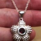 .925 Sterling Silver Natural Garnet Sliding Pendant & Half Moon Earrings Set