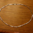 14.7gm 925 Sterling Silver Tubular Beads Necklace 18" Lobster Claw Clasp