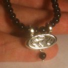 925 Sterling Silver Double Bale Sliding Pendant Natural Onyx Beaded Necklace 18"