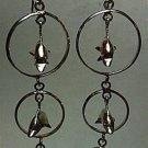Graduated Triple Circles with Dolphins Dangle Drop Earrings .925 Sterling Silver
