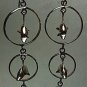 Graduated Triple Circles with Dolphins Dangle Drop Earrings .925 Sterling Silver