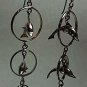 Graduated Triple Circles with Dolphins Dangle Drop Earrings .925 Sterling Silver