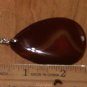 .925 Sterling Silver LARGE Natural Orange Onyx Agate with Necklace 18" Handmade