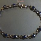 Natural Lapis Kiss Design Link PETITE Bracelet .925 Sterling Silver 7" 7 inch