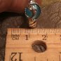 .925 Sterling Silver CREATED (Teal Color) Blue Cats Eye Dolphin Ring Size 8.5