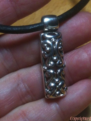 Ornate Celtic Design Sliding Pendant & Blk Leather Necklace .925 Sterling Silver