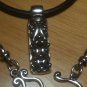 Ornate Celtic Design Sliding Pendant & Blk Leather Necklace .925 Sterling Silver