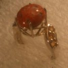 Natural Jasper & Citrine Ring .925 Sterling Silver Size 7 1/4 almost 7 1/2