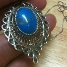 .925 Sterling Silver Natural Turquoise Sliding Pendant Box Link Necklace 20" 1mm