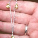 Natural Crystal Lariat Petite Necklace Sterling Silver Extends 16-18" Lite Green