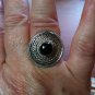 .925 Sterling Silver Black Round Natural Onyx Ring Ornate Design Size 6.5 NWOT