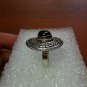 .925 Sterling Silver Black Round Natural Onyx Ring Ornate Design Size 6.5 NWOT