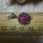 Magenta Created Ruby Marcasite Sliding Pendant Necklace .925 Sterling Silver 18"