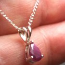Natural Ruby Solitaire Split Bale Petite Sliding Pendant & Necklace 925 Sterling