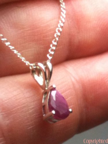 Natural Ruby Solitaire Split Bale Petite Sliding Pendant & Necklace 925 Sterling