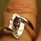 4.50 Grams .925 Sterling Silver 0.62ctw Natural Amethyst & Diamond Ring Size 7.5
