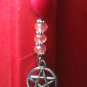 Bookmark Dangling Tourmaline & Jade Beads & Pentacle Charm SilverTone "Handmade"
