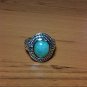 .925 Sterling Silver NATURAL Mint Green Chalcedony Cabochon Ring Size 7.5