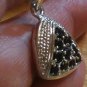 925 Sterling Silver Round Black Onyx Cluster Pendant & Snake Design Necklace 18"