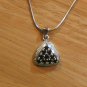 925 Sterling Silver Round Black Onyx Cluster Pendant & Snake Design Necklace 18"
