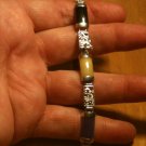 Curved Natural Jade & Onyx Link Bracelet .925 Sterling Silver 7.75" 7 3/4 in