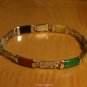 Curved Natural Jade & Onyx Link Bracelet .925 Sterling Silver 7.75" 7 3/4 in
