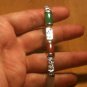 Curved Natural Jade & Onyx Link Bracelet .925 Sterling Silver 7.75" 7 3/4 in