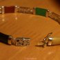 Curved Natural Jade & Onyx Link Bracelet .925 Sterling Silver 7.75" 7 3/4 in
