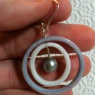 .925 Sterling Nautral Lavender & White MOP Silver FAUX Pearl Lever Back Earrings