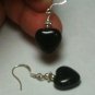 Petite Natural Onyx Heart Dangle Drop Earrings .925 Sterling Silver "Handmade"