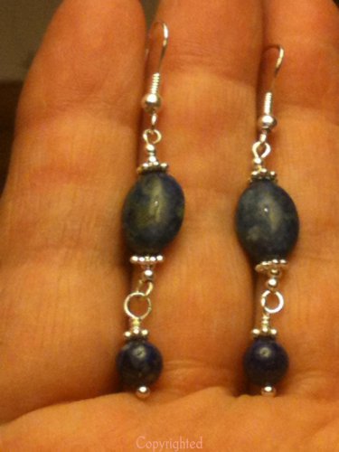 2" Natural Lapis Dangle Drop Earrings 925 Silver Sterling NOT Plated - Handmade