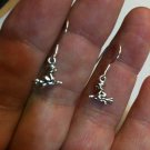 .925 Sterling Silver PETITE 3D Witch Flying On Broom Dangle Earrings "Handmade"