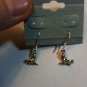 .925 Sterling Silver PETITE 3D Witch Flying On Broom Dangle Earrings "Handmade"