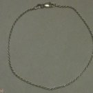 Estate ITALIAN .925 Sterling Silver Twisted Rope Anklet Length 9" EUC