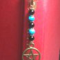 Black & Ceramic Beads,Pentacle Charm Antique BronzeTone Mini Bookmark "Handmade"
