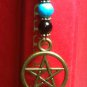 Black & Ceramic Beads,Pentacle Charm Antique BronzeTone Mini Bookmark "Handmade"