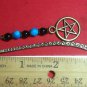 Black & Ceramic Beads,Pentacle Charm Antique BronzeTone Mini Bookmark "Handmade"