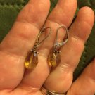 925 Sterling Silver Natural Golden Yellow Citrine LeverBack Dangle Drop Earrings