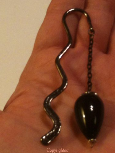 Black Mini Bookmark with Large Black Bead Antique Silver Tone Findings Handmade