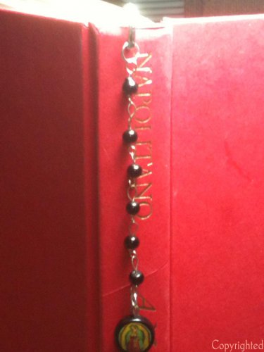 SilverTone MINI Bookmark Small Black Beaded Chain Our Lady of Guadalupe Handmade