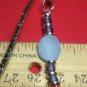 Opal Opalite and Natural Amethyst Beads Silver Tone MINI BookmarkLength 3 3/8"