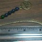 "Handmade" Antique Bronze Tone Bookmark Green/Blue Jade Beads Dangling Pentacle